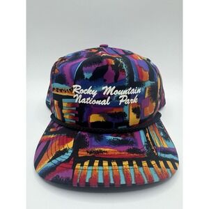 Vintage Rocky Mountain National Park Snapback Hat San Sun Abstract 90s Cap